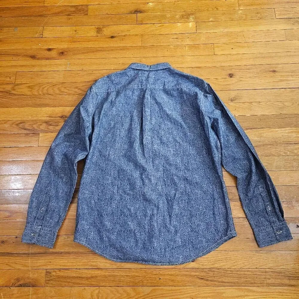 Levis Slim Fit Shirt Mens XL Blue Floral Button Up Long Sleeve